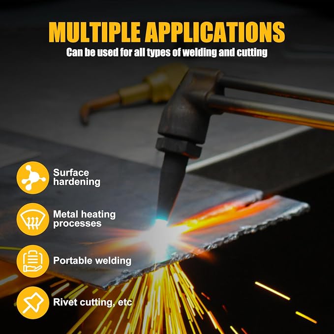 Cutting Torch Kit Oxygen & Acetylene Gas, Professional Welding Kit Set Portable Oxy Acetylene Torch Kit, Gas Welding Kit, Brazing Kit with Two Hose, Regulator Gauges, Storage Case