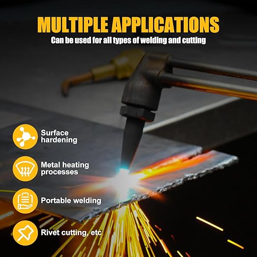 Oxygen Acetylene Torch Kit, Cutting Torch Kit, Professional Brazing Set, Gas Welding Kits, Portable Oxygen Acetylene Welder Include Nozzles, Check Valves, Regulator, Hoses, Gauges, Storage Case Blue