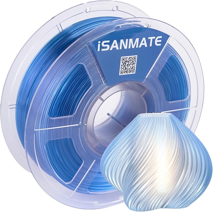iSANMATE Rapid PETG Translucent Blue 3D Printer Filament 1.75mm,50-400mm/s High Speed Clear PETG Filament,Dimensional Accuracy ±0.02mm Specifically Designed for Lamps for Bambu Lab 3D Printers