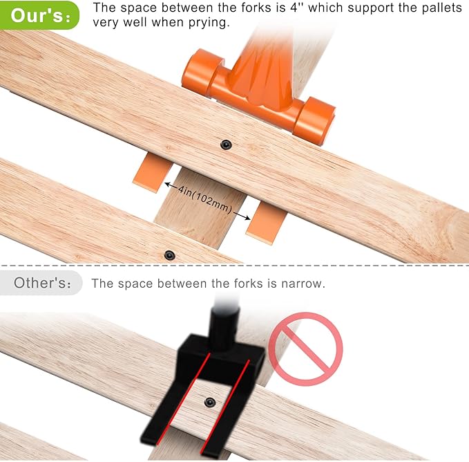 Insaga 110 Degree Pallet Buster, 48'' All-Steel Handle Deck Board Removal Tool, Durable Pallet Breaker, Multifunctional Pallet Pry Bar for Efficient Board Removal and Lift Heavy Objects
