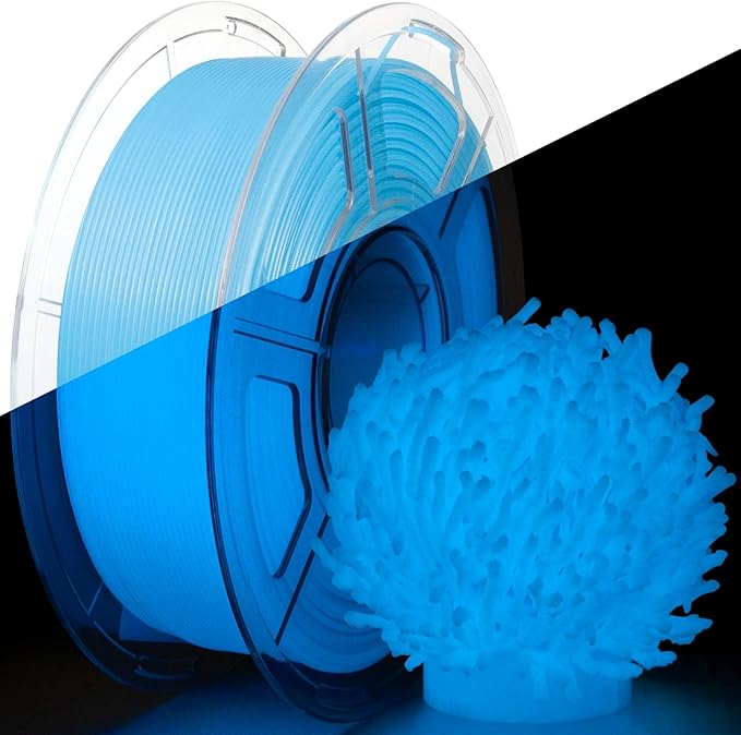 IEMAI Blue Glow in The Dark PETG Filament 1.75mm 1KG, Luminous 3D Printer Filament Long-Lasting Glow & High-Brightness, Neat Wound and Easy Print, Accuracy +/-0.02mm