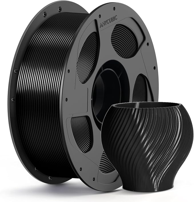 ANYCUBIC PETG Filament 1.75mm, 3D Printer Filament, Dimensional Accuracy +/- 0.02mm, Exceptional Toughness and Long-Lasting Print with Most FDM 3D Printers, 1KG Reusable Spool, Black
