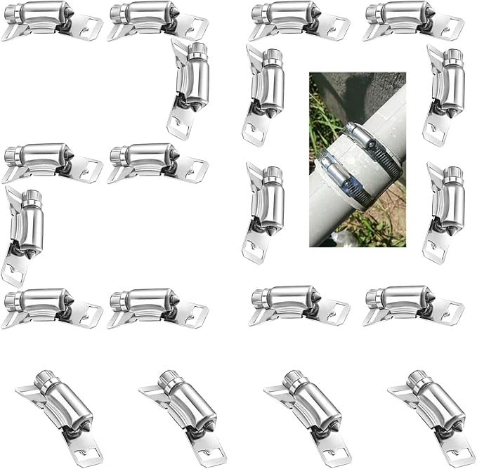 Hose Clamps (40 Fasteners + 20FT Strap) DIY Cut-To-Fit 304 Stainless Steel Band Clamps Adjustable Worm Gear Hose Clamp Kit Silver