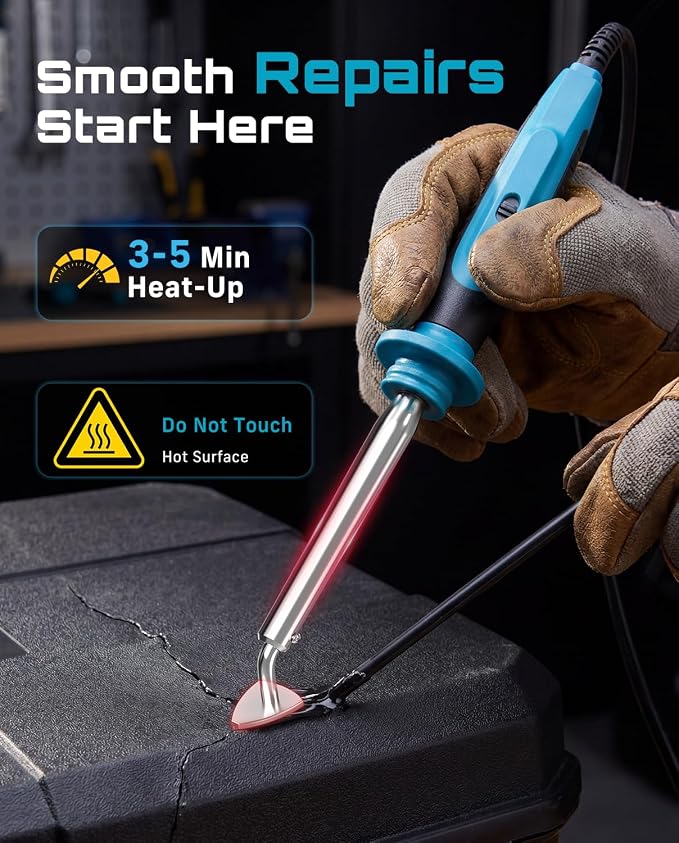 SEESII 150W Plastic Welder Welding Kit, 2 in 1 Hot Stapler Plastic Repair Kit with 60W Soldering Iron, Staples, 20PCS Plastic Rods & Pliers for Car Bumper Crack, Kayak, Dashboard, Plastic Toys Repair