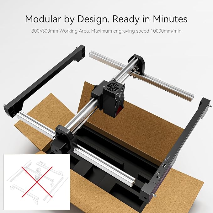 ATOMSTACK Swift 7W Laser Engraver and Cutter, 0.06mm High Accuracy Laser Engraving Machine for Wood and Metal, Dark Acrylic, Glass & Leather, DIY Laser Cutter with Eye Protection(Black)