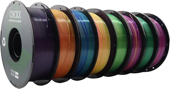 16 Pack PLA Filament Bundle, Silk Dual Color PLA Filament, 1.75mm, 1kg Spool (2.2lbs), Dimensional Accuracy +/- 0.02mm, 16 Different Dual Colors Gradient Filament for Most FDM 3D Printers