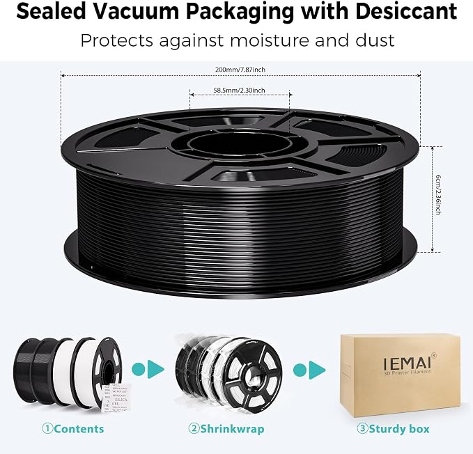 IEMAI PETG Filament 1.75mm Bundle 4KG Black and White, 3D Printer Filament 30-300mm/s Printing Compatible with Bambu Lab, AMS, AMS Lite, Dimensional Accuracy +/- 0.02mm