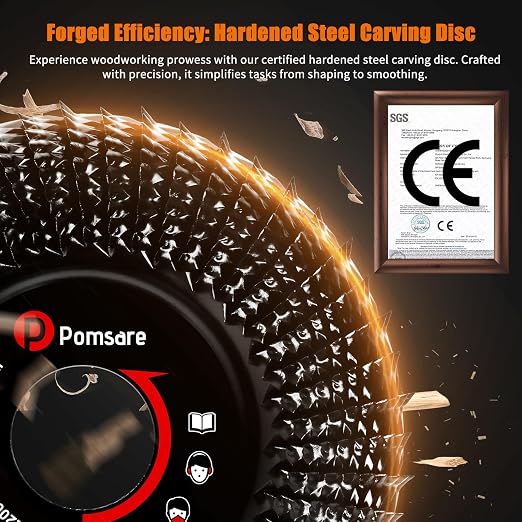 Pomsare 13PCS Angle Grinder Polishing Pad Sanding Disc, Wood Carving Disc Set for 4 1/2 Angle Grinder Attachments, Tungsten Carbide Cutting Wheel Stump Grinder for Wood Grinding, Shaping and Sanding