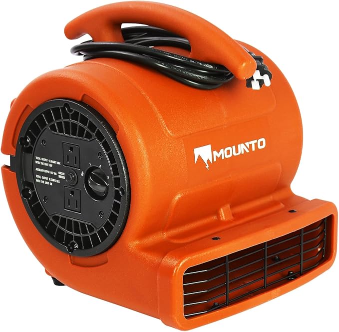 MOUNTO 1/4hp 1000CFM 2 Speed Air Mover Carpet Dryer Floor Fan Cooling Fan (Orange)