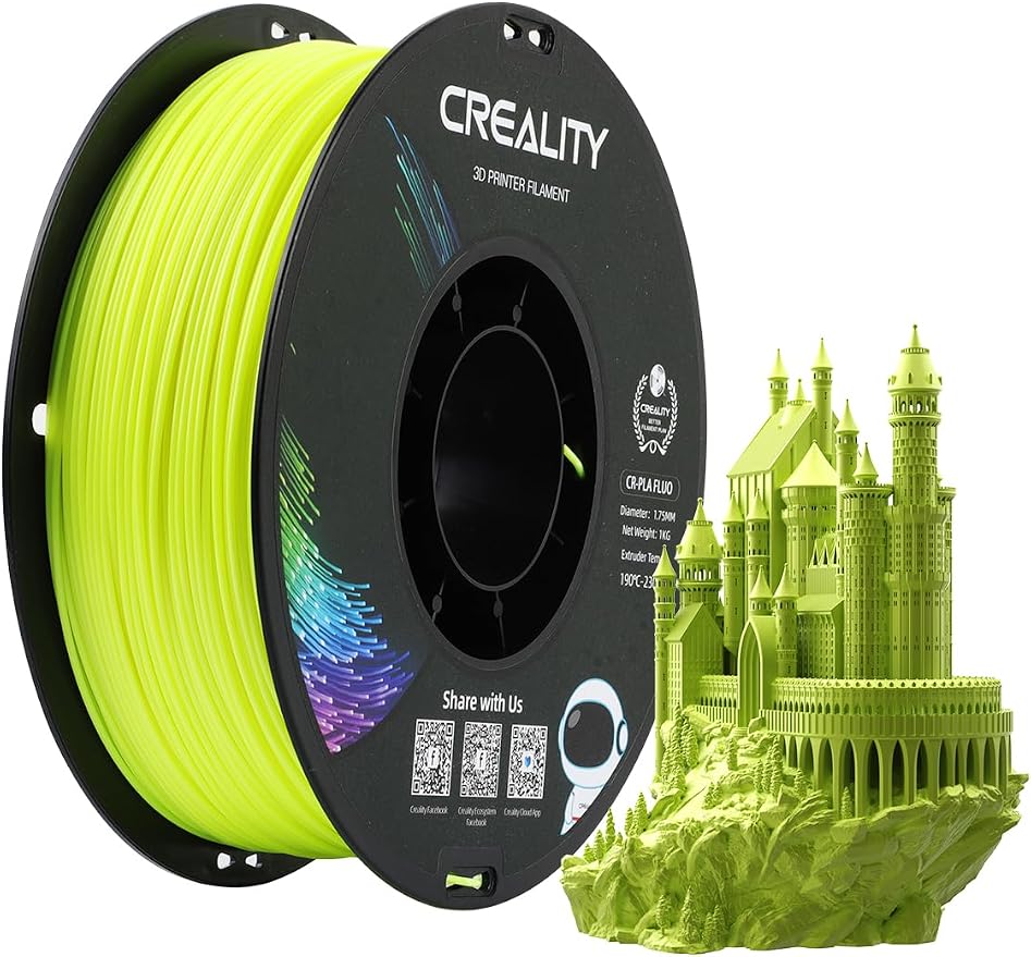 Creality PLA Filament 1.75mm, 3D Printer Filament, 1.0kg (2.2lbs) Spool, No Warp Enhanced Toughness, Dimensional Accuracy ±0.03mm Printing Filament, for 3D Printers (Fluorescent Yellow)
