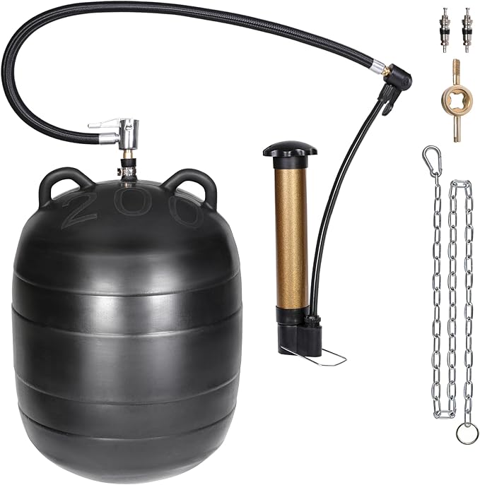 8 Inch Inflatable Pipe Plug Kit with Fast Air Pump & Extension Hose, Heavy Duty Rubber Sewer Test Ball with Safety Chain & Valve Tool for Drain Blocking & Leak Testing(Fits 7.8"-8.2" Pipes)