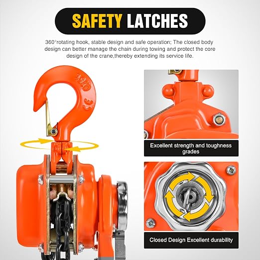 Nilight 3/4 Ton 1650 lbs Manual Lever Chain Hoist G80 Galvanized Carbon Steel with Weston Double-Pawl Brake Auto Chain Leading & 360° Rotation Hook for Garage Factory Dock