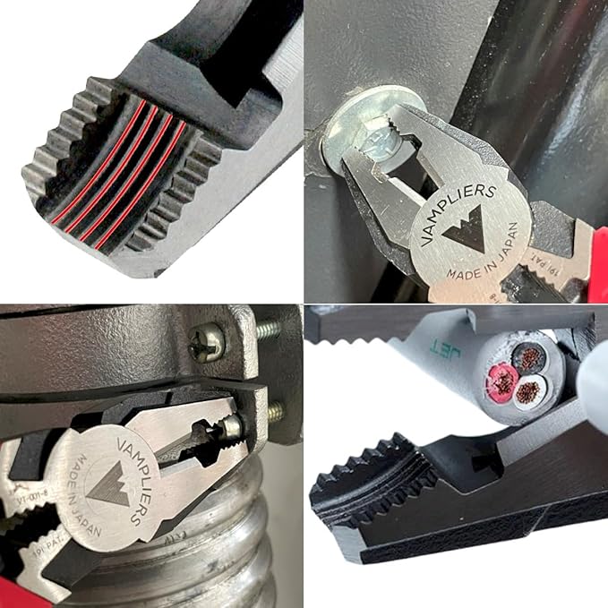 VAMPLIERS 2-PC Screw Extractor Pliers Set. Made in Japan: 7.5” Long Nose + 8" Heavy Duty Linesman Pliers. High Carbon Steel. For Removing Stripped/Rusted/Damaged/Security Screws.
