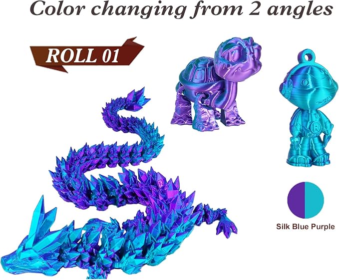 LOVOON Silk PLA Filament 1.75mm, 2KG Bundle 3D Printer Filament, 3D Printing Filament Shiny Change by Angle, Dual Color Black/Red and Blue/Purple, 1KG X 2 Spools