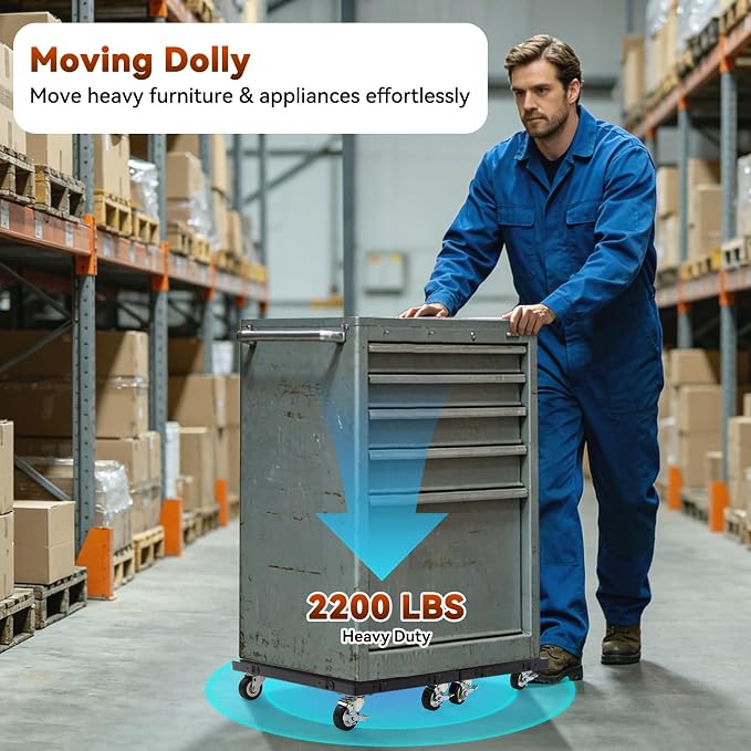 Nefish 2 Pack Furniture Dolly 16" X 12" Heavy Duty 2000Lbs Connectable Moving Dollies with 4 Wheels Iron Flat Dolly for Moving Boxes,Furniture, Appliances