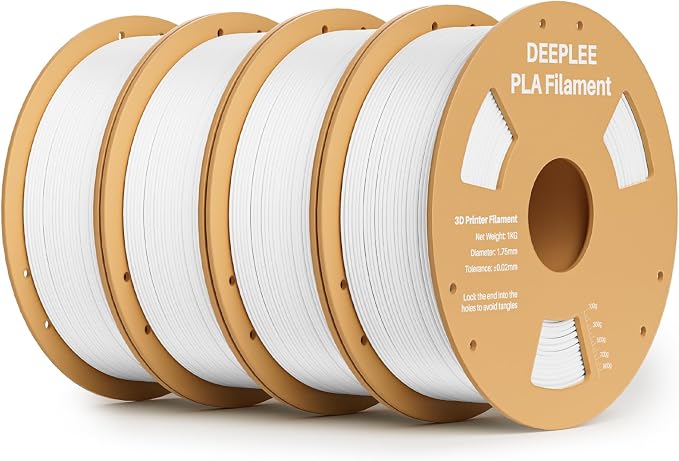 PLA 1.75mm 3D Printer Filament, Dimensional Accuracy +/- 0.02mm, Neatly Wound, No Clogging, Vacuum Package, Fits for Most FDM 3D Printers, Cardboard Spool 4kg White