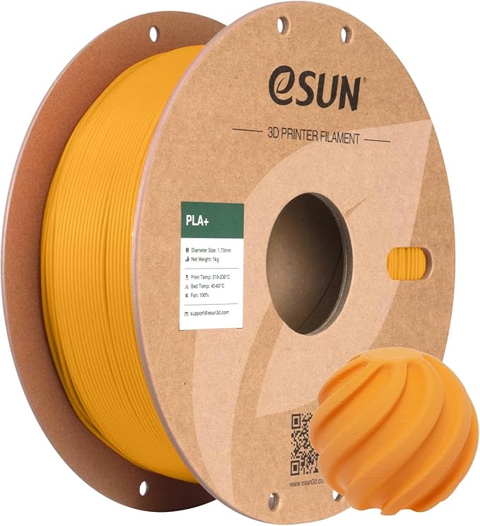 eSUN PLA+ Filament 1.75mm, 3D Printer Filament PLA Plus, Dimensional Accuracy +/- 0.03mm, 1KG Spool (2.2 LBS) 3D Printing Filament for 3D Printers, Dark Yellow