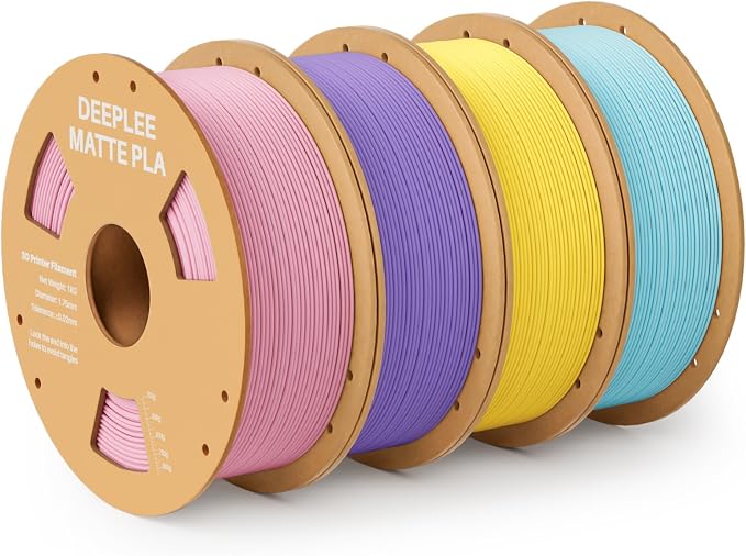 Matte PLA Filament 1.75mm, 3D Printer Filament Dimensional Accuracy +/- 0.02mm, No Clogging, Higher Toughness, 4 Pack 1 kg Sakura Pink & Lavender Purple & Sunshine Yellow & Ice Blue