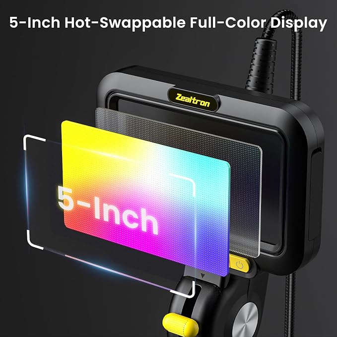 Two-Way Articulating Borescope with Light, 6.2mm Probe Industrial Endoscope Camera with 1.5m Self-Resetting Tube, 5" IPS Screen Inspection Camera with Light for Engine/Pipe