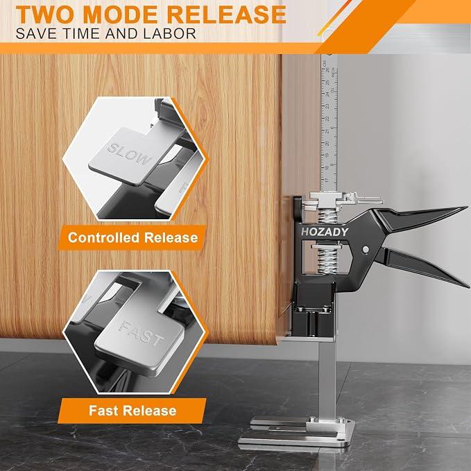 Labor Saving Arm Jack 2 Pack, 440LBS 15.5" Stainless Steel, Slow/Fast Descent & Mechanical Leverage, Multi-Functional Furniture Lifting Tool for Doors, Windows, Tiles, Appliances