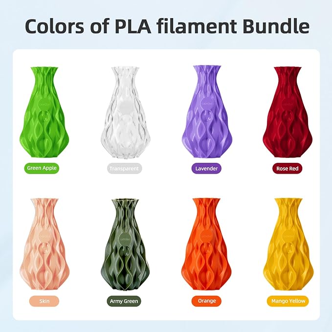 ERYONE PLA Filament 3D Printer Filament Bundle Multicolor 1.75mm +/- 0.03mm, PLA Filament 250g Spool, 8 Rolls, Dopamine Color Series