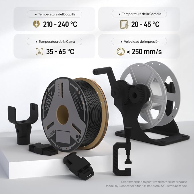 ELEGOO Carbon Fiber PLA Filament 1.75mm Brown 1KG, PLA-CF Strong 3D Printer Filament High Dimensional Accuracy, 1kg(2.2lbs) Cardboard Spool for Most FDM 3D Printers