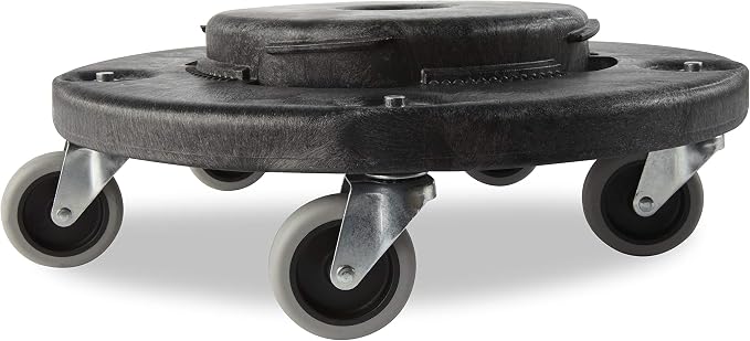 Rubbermaid Commercial Products Brute Twist on/Off Round Dolly, Black, Use with BRUTE Trash Can, Pack of 2