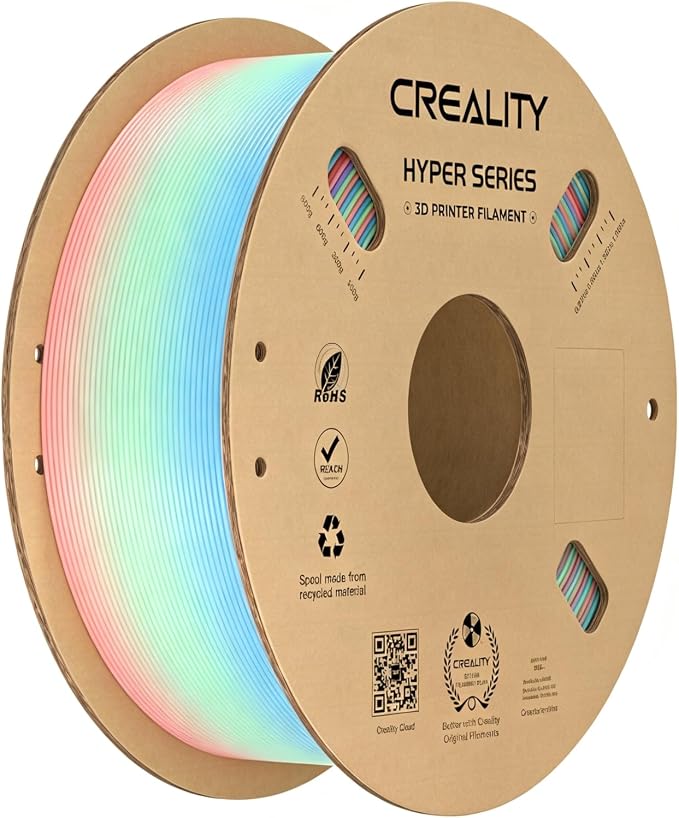 Creality Hyper PLA Filament 1.75mm 1KG(2.2lbs), High Speed PLA 30-600mm/s Rapid 3D Printer Filament, Dimensional Accuracy +/-0.02mm, Fit Most FDM 3D Printers, Rainbow Spring Lake