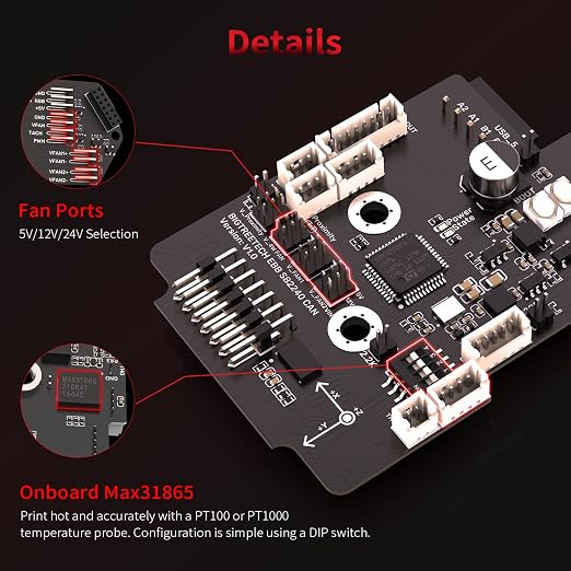 BIGTREETECH EBB SB2209 CAN with Pre-Crimped 30-Pin Wire NTC 100K Thermistor for Voron StealthBurner 3D Printer Parts Hotend Klipper CanBus Extruder HeadTool Max31865 Adapter Board