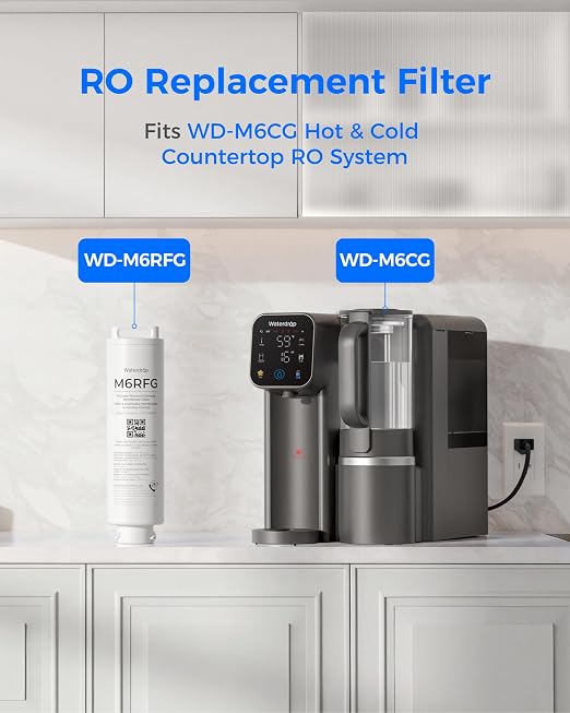 Waterdrop M6RFG RO Water Filter, Replacement for Waterdrop M6CG Countertop Reverse Osmosis System, 12-Month Lifetime