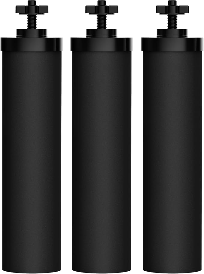 Waterdrop Black Water Filter, Replacement for Berkey®, Purewell®, ProOne®, BB9-2® Carbon Filters, Waterdrop Gravity Water Filter System, NSF/ANSI 42&372 Certified Water Filter, 3 Pack