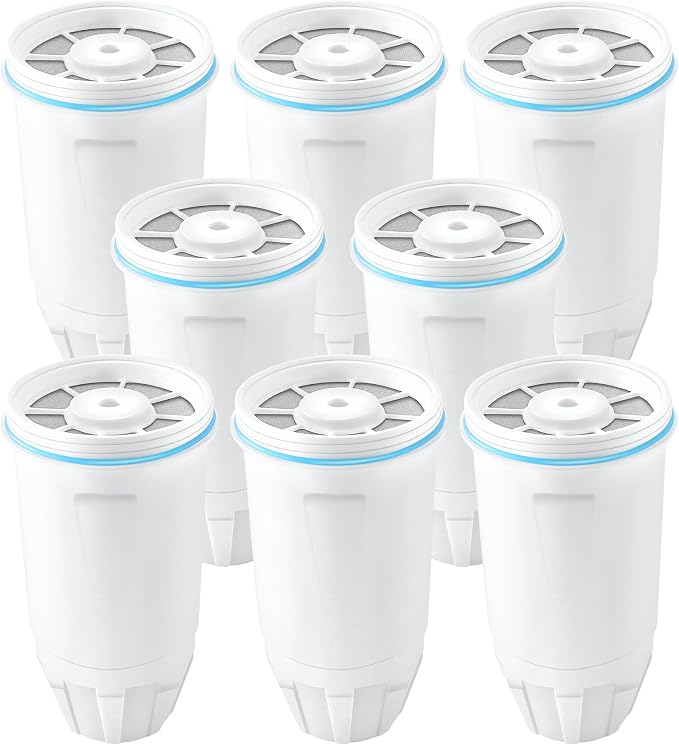 8 Pack Water Filter Replacement for Z-ero Water Filter, New Resin Filtration System 0 TDS 0 Leak, Compatible with Water Pitcher and Dispenser, Reduce Lead/Chromium/PFOA/PFOS by TOMOON