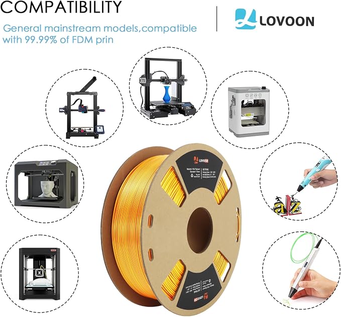 LOVOON 3D Printer Filament Dualcolor,1.75mm Silk PLA Filament Gold Red Dualcolors, Silky PLA Filament Most Printer and 3D Pen, 3D Printer Accessories,1KG(2.2lbs)/Spool