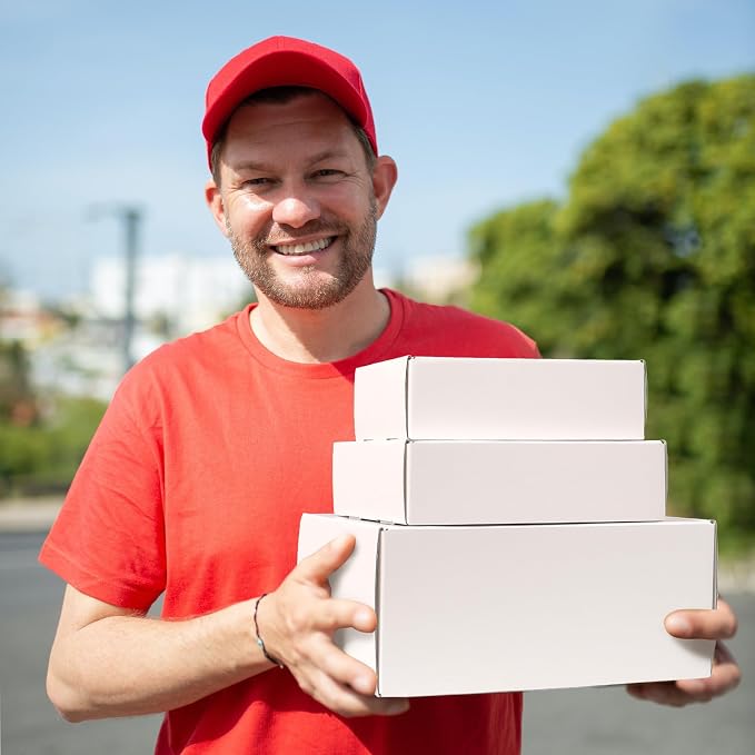 White Shipping Boxes Small 7x5x2 Inches, 45 Pack Corrugated Cardboard Mailer Boxes for Packaging Small Business Mailing Gift