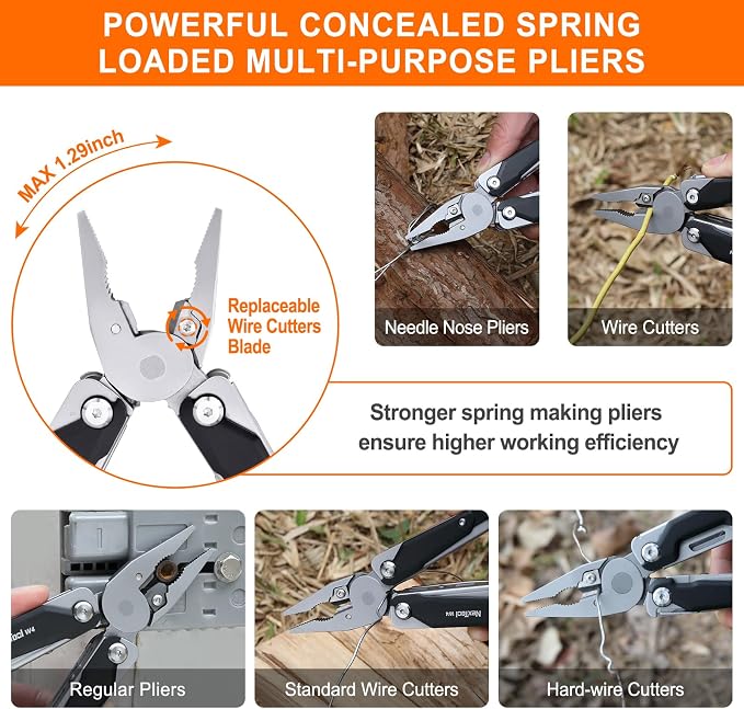 NexTool W4 Adjustable Ratchet Wrench Multitool, 11-IN-1 Foldable EDC Tool with Pliers, Knife, Saw and Screwdriver, Multi Tool for Camping, DIY, and Gifts for Him