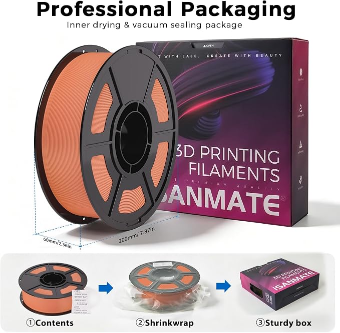 iSANMATE Matte PLA Filament 1.75mm Orange Red PLA 30-300mm/s 3D Printer Filament 1kg (2.2lbs) for Bambu Lab 3D Printers,AMS,AMSLite