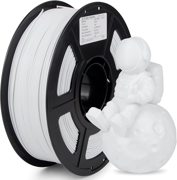 ASA Filament 1.75mm, UV/Heat Resistant/Weather Resistant ASA 3D Printer Filament, Perfect for Printing Outdoor Functional Parts, White Filament 1kg(2.2lbs) Spool