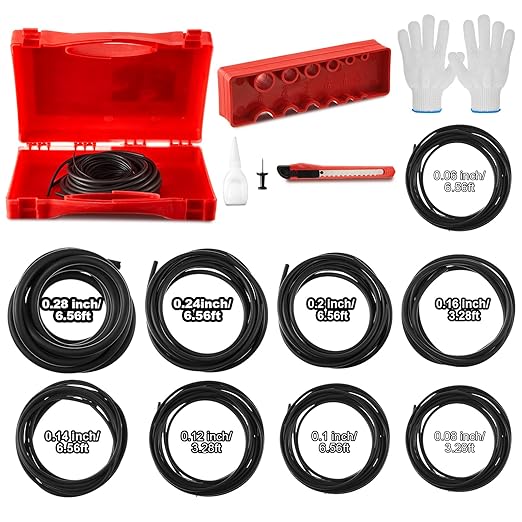 Nuanchu Buna-N O Ring Splicing Kit 70a Nitrile Rubber O Ring Cord Kit with 9 Sizes Rubber Strips Cutting Block Knife Glue Clamp Gloves for Automotive Hydraulic Plumbing Scuba Repair