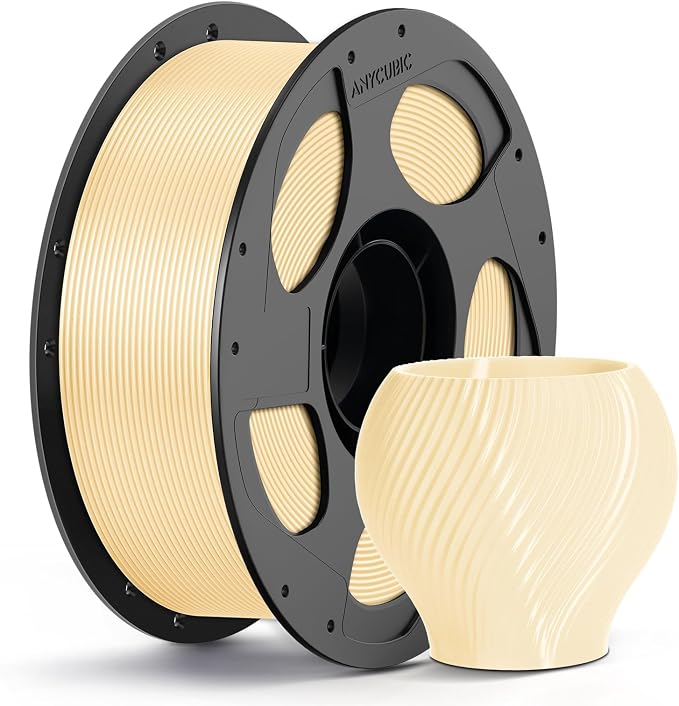ANYCUBIC PETG Filament 1.75mm, 3D Printer Filament, Dimensional Accuracy +/- 0.02mm, Exceptional Toughness, Print with Most FDM 3D Printers, 1KG Reusable Spool, Cream