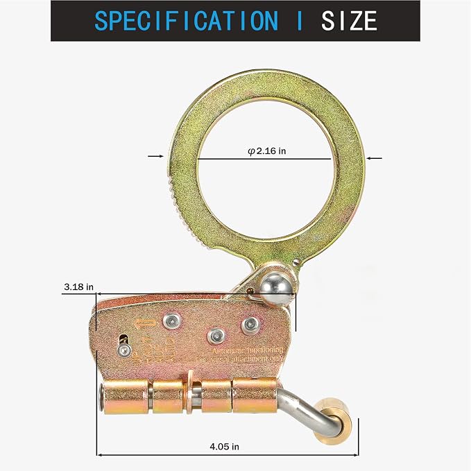 Fall Protection Rope Grab,Fall Arrester, Used with 5/8” Lifeline Rope, for Construction, Climbing, Comply to ANSI/OSHA