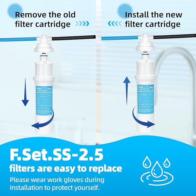 1-Pack SS-2.5 Water Filter Replacement – Replacement for Max Flow® SS-2.5 & EWS® SS-2.5 Water Unit, F.SET.SS-2.5 Direct Mount on Faucet, Reduces Chlorine, 10,000 Gallons per Filter
