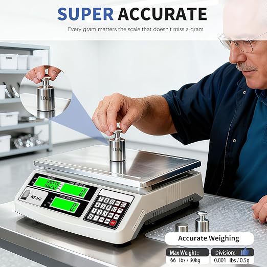 MEIYA Industrial Counting Scale, 30kg/0.5g Digital Coin Scale for Coin, Parts, High Precision Electronic Gram Scale with RS232 Port for Connecting Computer or Printer,kg/g/lb Switching, LCD Display