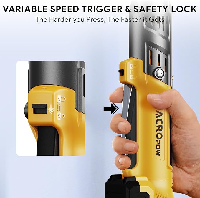 3/8" Cordless Ratchet Wrench for Dewalt 20V Battery, Brushless Motor | 74Ft-Lbs Electric Ratchet with Variable Speed, 1/2" & 1/4" Adapters, 3" Extension Bar (Tool Only)