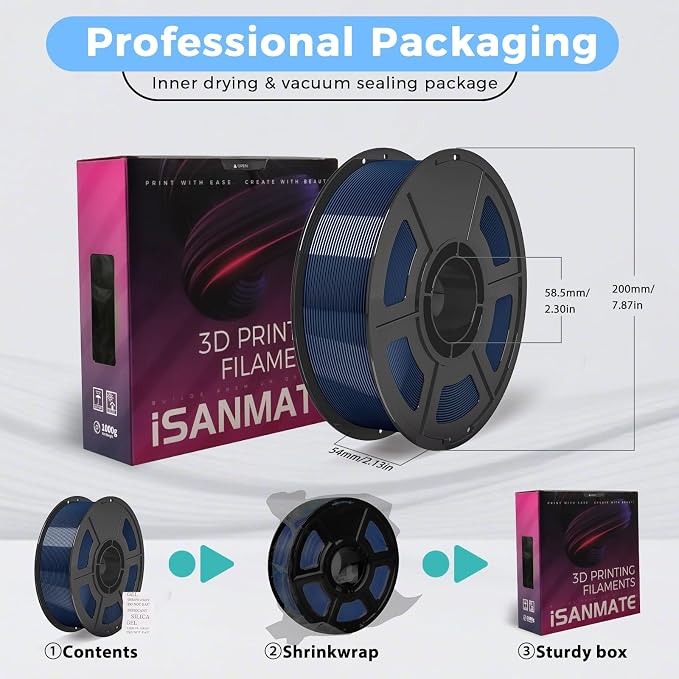 iSANMATE Red PETG HF Filament 1.75mm 50-400mm/s Rapid PETG High Speed PETG 3D Printer Filament 1KG High Precision,Strong Toughness,for Bambu Lab 3D Printers,AMS,AMSLite