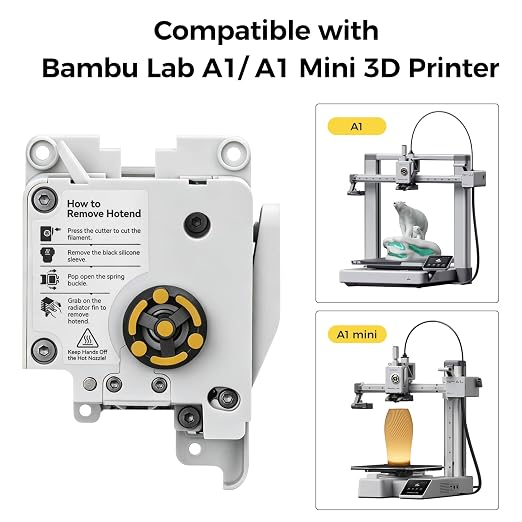 Bamboo Original A1/ A1 Mini Extruder Unit Replacement with Hardened Steel Dual Gears, Filament Cutter, Extrusion Motor,Compatible with Bambu Lab A1 Series 3D Printer