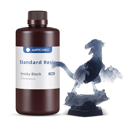 ANYCUBIC 3D Printer Resin, 405nm SLA UV-Curing Resin with High Precision and Quick Curing & Excellent Fluidity for LCD 3D Printing (Smoky Black, 1kg)