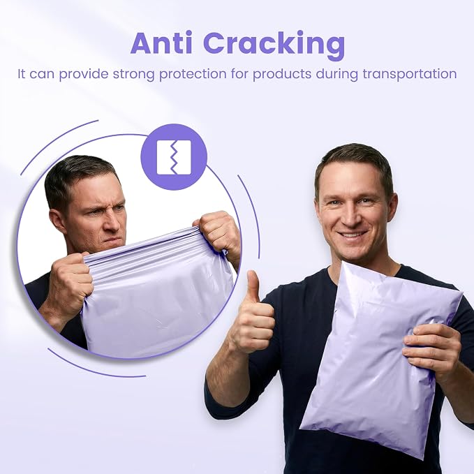 Metronic Poly Mailers 12x15.5 50PC Shipping Bags for Clothing, Self-Seal Waterproof Poly Bags Shipping Envelopes, Durable Plastic Package Mailing Bags for Small Business, Lilac Purple