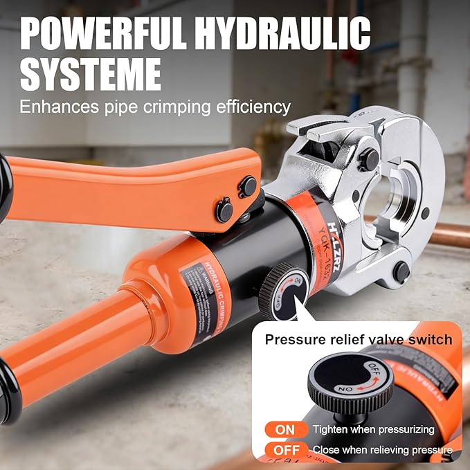 HZLZRZ Pro Press Copper and F877 PEX Crimper Tool Kit with 6 Dies for Copper Pipe 1/2" 3/4" 1" and PEX Press Sleeves 1/2" 3/4" 1", Professional Dual-System Crimping Tool for Plumbing (YQK/1632A)
