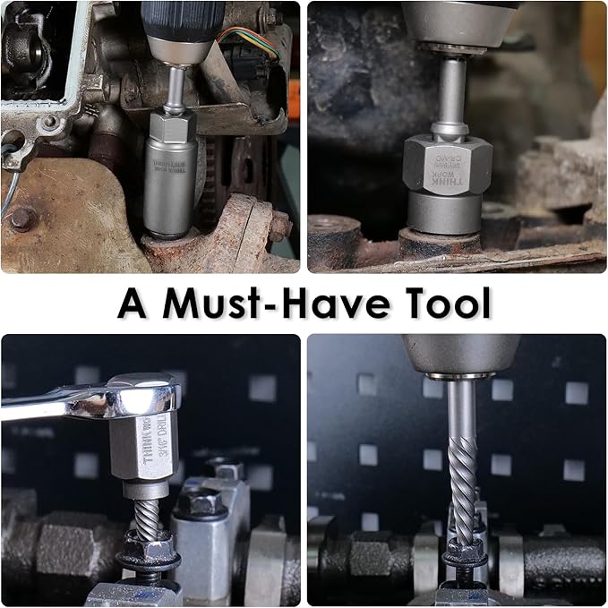 THINKWORK Broken Bolt Extractor Kit, 65-Piece Easy Out Screw Extractor Set, Lug Nut Removal Tool with Left Hand Drill Bit Set for Removing Damaged, Frozen, Rusted, Rounded-Off Bolts, Nuts & Screws