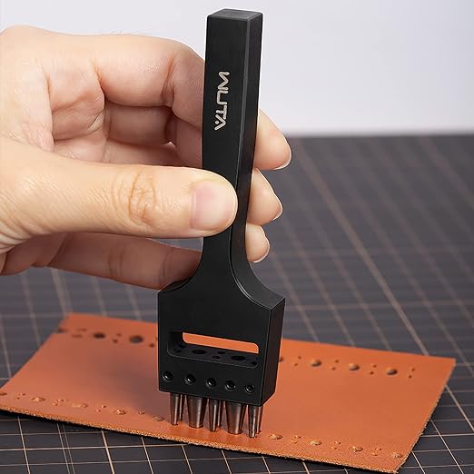 WUTA Brogue Style Leather Hole Punches 3+5 Holes Puncher DIY Hand Perforated Round Stitching Punch Tools Hole Cut for Leather Shoes Bags